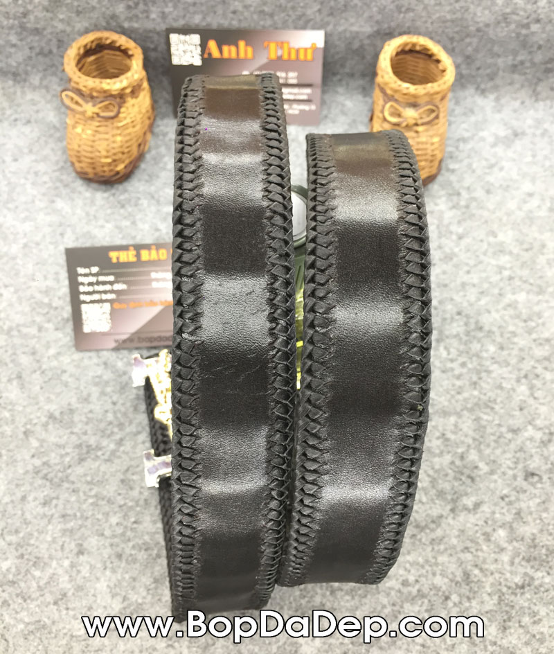 thắt lưng da cá sấu hoa cà